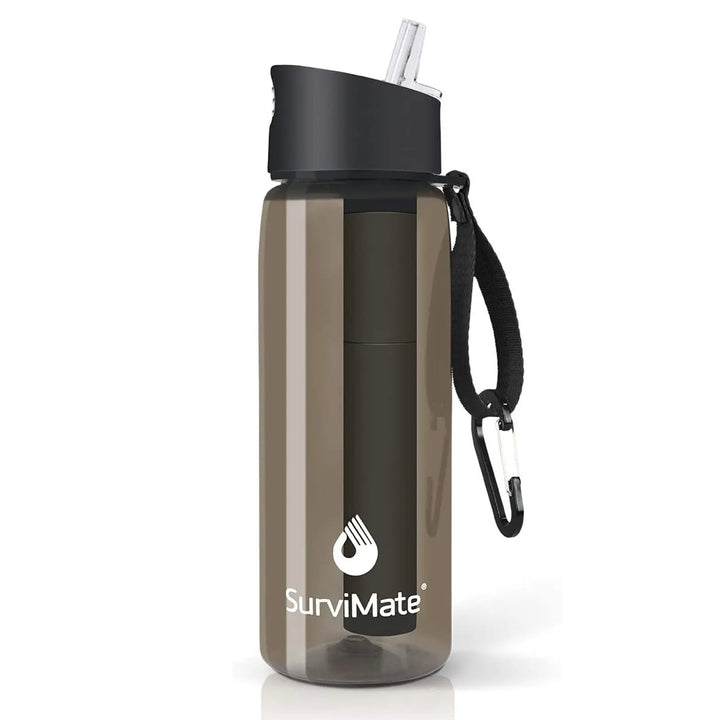Authorized SurviMate Water Filter Bottle, Multi-color Option, 0.01μm Ultra-Filtration with 4-Stage Filtration for Survival, Camping, Hiking, Backpacking, Emergency Purewell