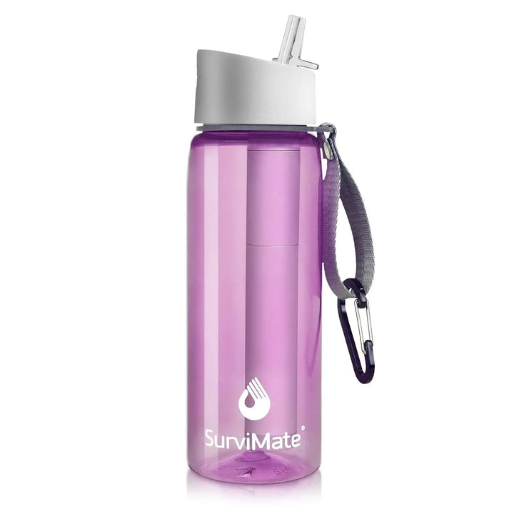 Authorized SurviMate Water Filter Bottle, Multi-color Option, 0.01μm Ultra-Filtration with 4-Stage Filtration for Survival, Camping, Hiking, Backpacking, Emergency Purewell