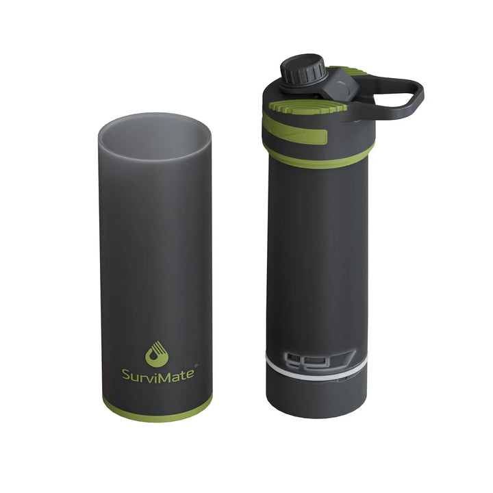 Authorized Survimate 27oz Filtered Water Bottle with 0.01μm Ultra-Filtration, Portable Water Filter Bottle with 3-Stage Filtration for Survival, Camping, Hiking, Backpacking, Drinking, Emergency Purewell
