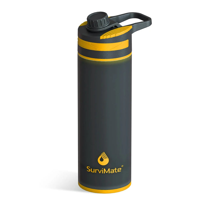 Authorized Survimate 27oz Filtered Water Bottle with 0.01μm Ultra-Filtration, Portable Water Filter Bottle with 3-Stage Filtration for Survival, Camping, Hiking, Backpacking, Drinking, Emergency Purewell