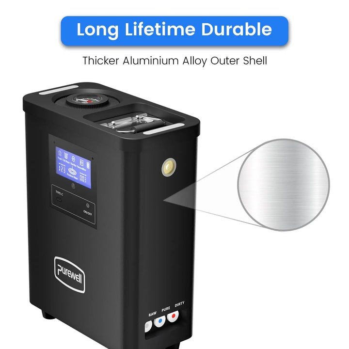 Portable RO Water Purifier NSF/SGS Certified, Remove ≥ 99.9999% Virus, Fluoride, Microplastic, TDS, For RV, Camping, Emergency, Disaster - Purewell® Purewell