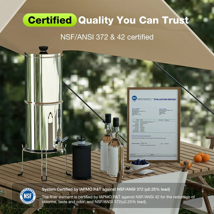 Purewell 304 Stainless Steel Gravity-fed Water Filter System 1.0 Gallon Purewell