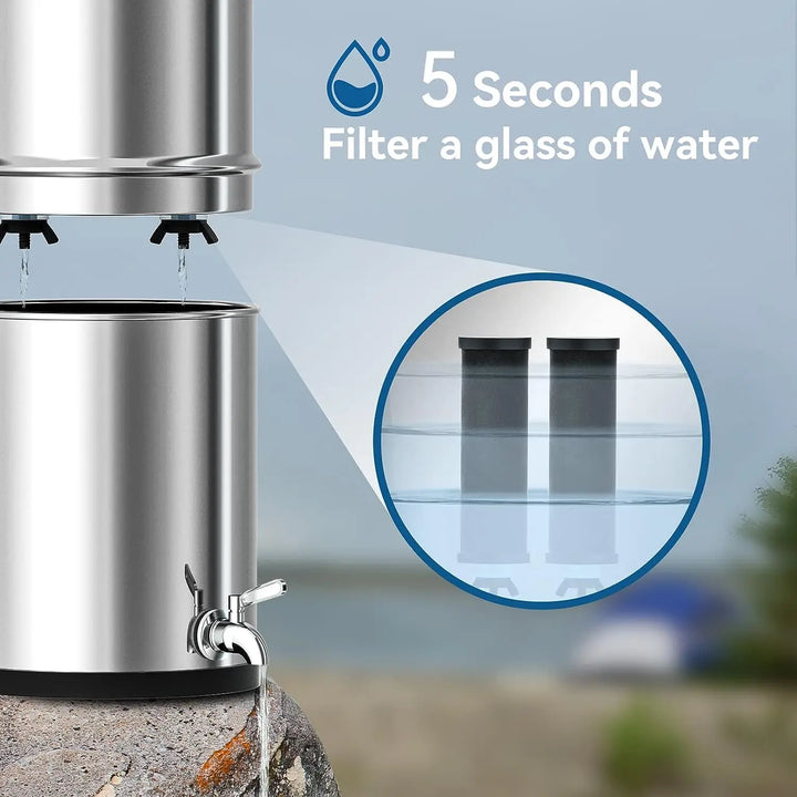 Purewell 304 Stainless Steel Gravity-fed Water Filter System 1.5 Gallons Purewell