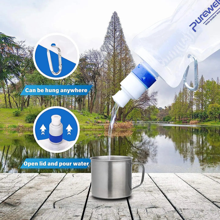Purewell Collapsible Water Filter Bag 1L Lightweight, BPA Free, for Emergency, Preparedness Purewell