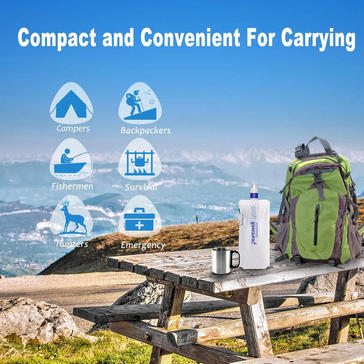 Purewell Collapsible Water Filter Bag 1L Lightweight, BPA Free, for Emergency, Preparedness Purewell