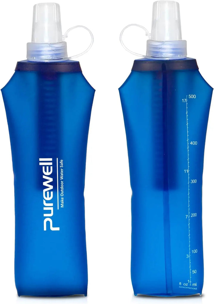 Purewell TPU Soft Flask with Filter BPA Free Water Filter Bag for Sport, Running, Camping and Hiking Purewell