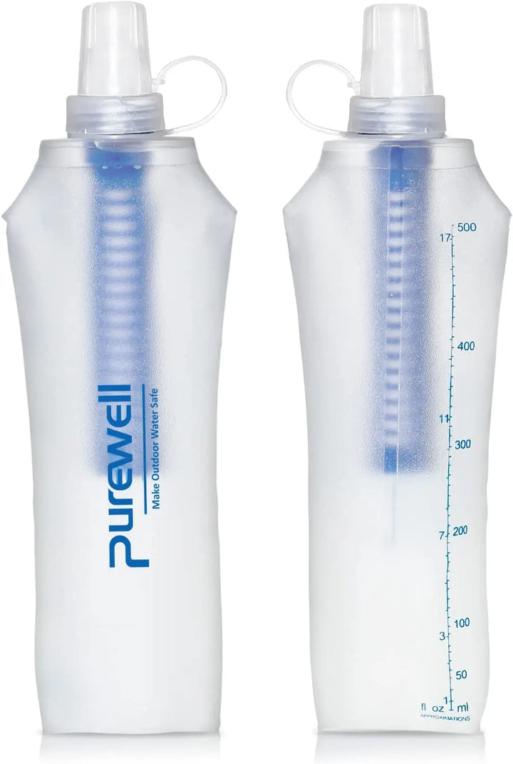 Purewell TPU Soft Flask with Filter BPA Free Water Filter Bag for Sport, Running, Camping and Hiking Purewell