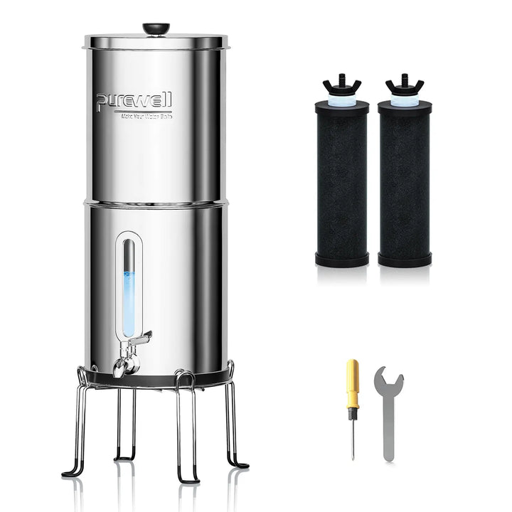 Purewell The World's First Embedded Visual Water Level Gravity Water Filter System 1.5 Gallons Purewell