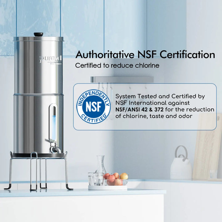 Purewell The World's First Embedded Visual Water Level Gravity Water Filter System 1.5 Gallons Purewell