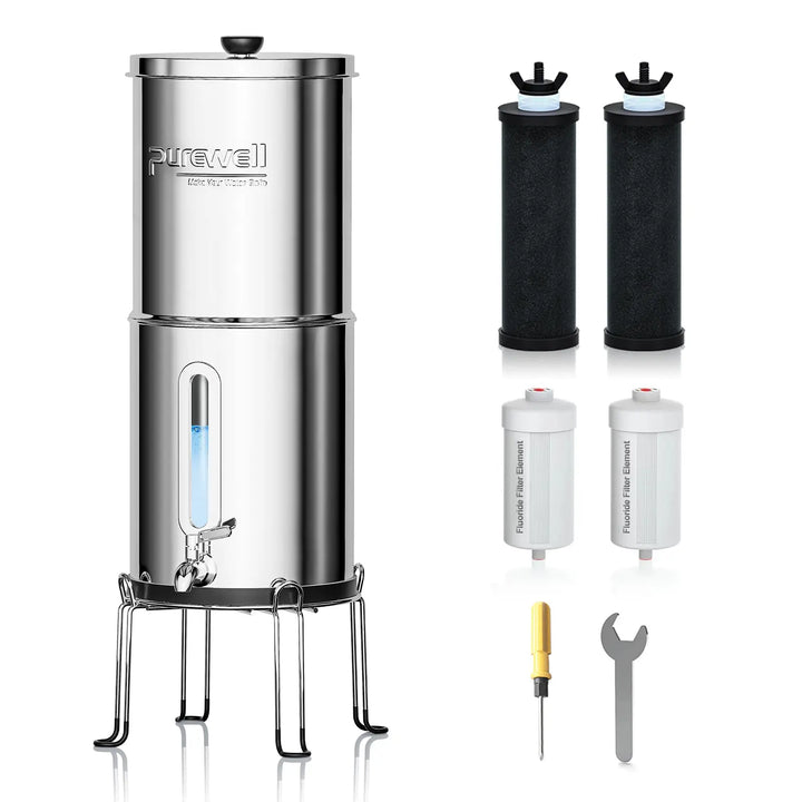 Purewell The World's First Embedded Visual Water Level Gravity Water Filter System 2.25 Gallons Purewell