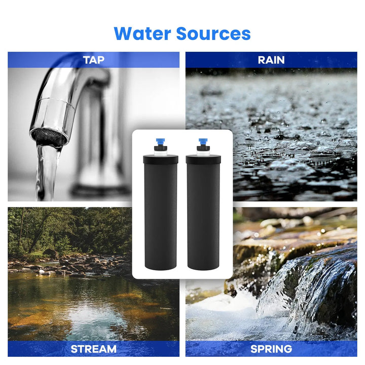 Purewell® - K Series - Black Carbon Water Filter Elements for Gravity-fed Water Filter System Purewell