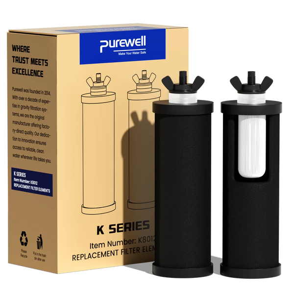 Purewell® - K Series - Replacement Black Carbon Water Filter Elements - 2 pcs / 4 pcs / 6 pcs / 8 pcs Purewell