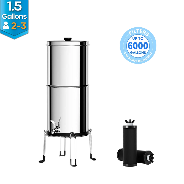 Purewell® – K Series - 2.25 Gallons 304 Stainless Steel Gravity-fed Water Filter System, NSF Certified Purewell