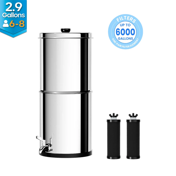 Purewell® – K Series - 2.9 Gallons 304 Stainless Steel Gravity-fed Water Filter System, NSF Certified Purewell