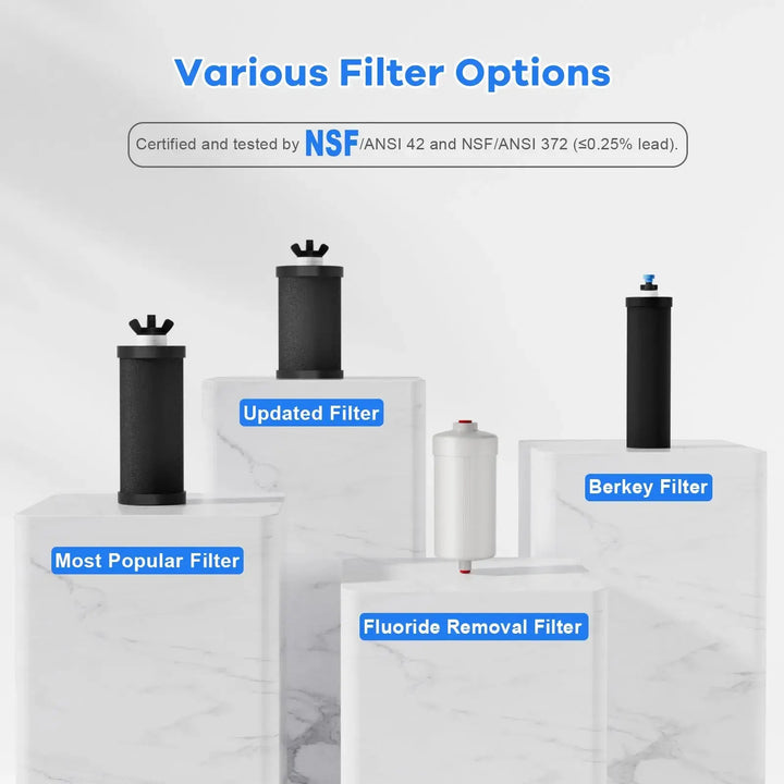 Purewell® – K Series - 2.9 Gallons 304 Stainless Steel Gravity-fed Water Filter System, NSF Certified Purewell