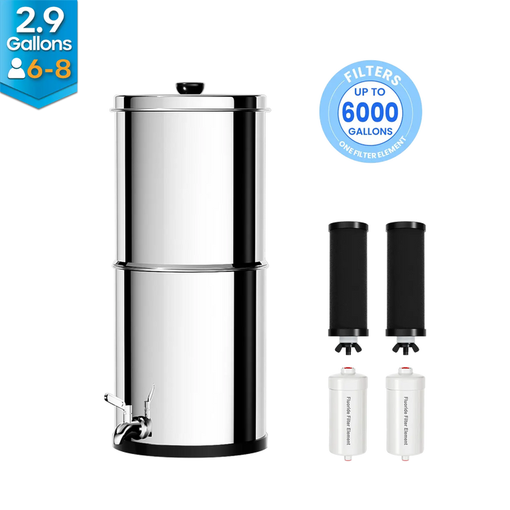 Purewell® – K Series - 2.9 Gallons 304 Stainless Steel Gravity-fed Water Filter System, NSF Certified Purewell