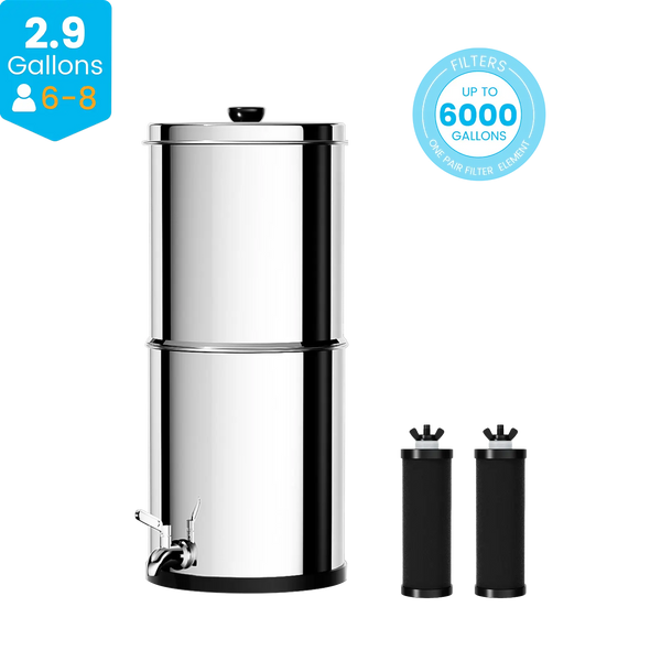 Purewell® – K Series - 2.9 Gallons 304 Stainless Steel Gravity-fed Water Filter System, NSF Certified Purewell