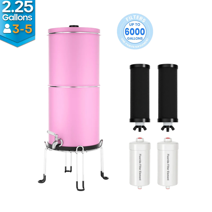 Purewell® – K Series - Multicolor 2.25 Gallons 304 Stainless Steel Gravity-fed Water Filter System with Water Level Window, NSF Certified Purewell