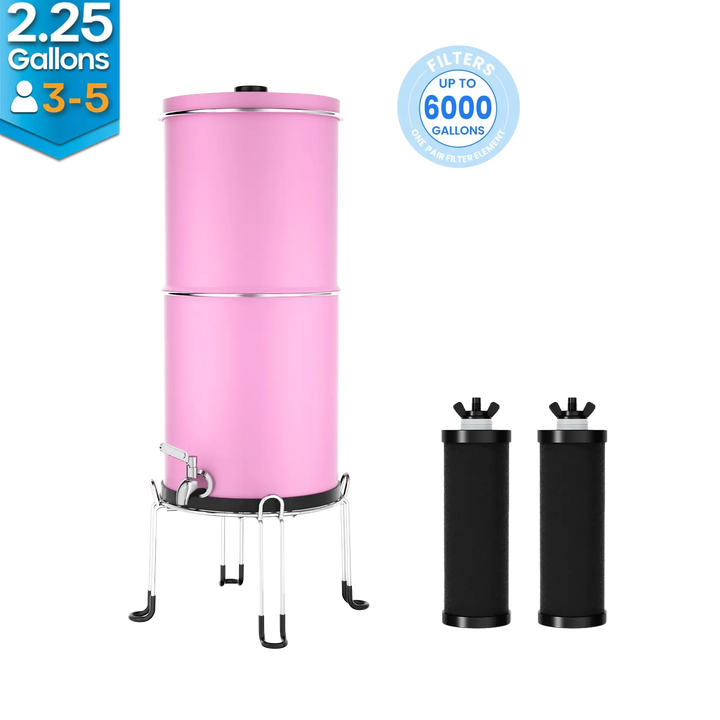 Purewell® – K Series - Multicolor 2.25 Gallons 304 Stainless Steel Gravity-fed Water Filter System with Water Level Window, NSF Certified Purewell