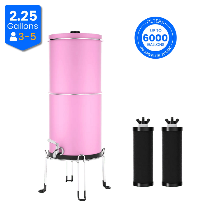 Purewell® – K Series - Multicolor 2.25 Gallons 304 Stainless Steel Gravity-fed Water Filter System with Water Level Window, NSF Certified Purewell