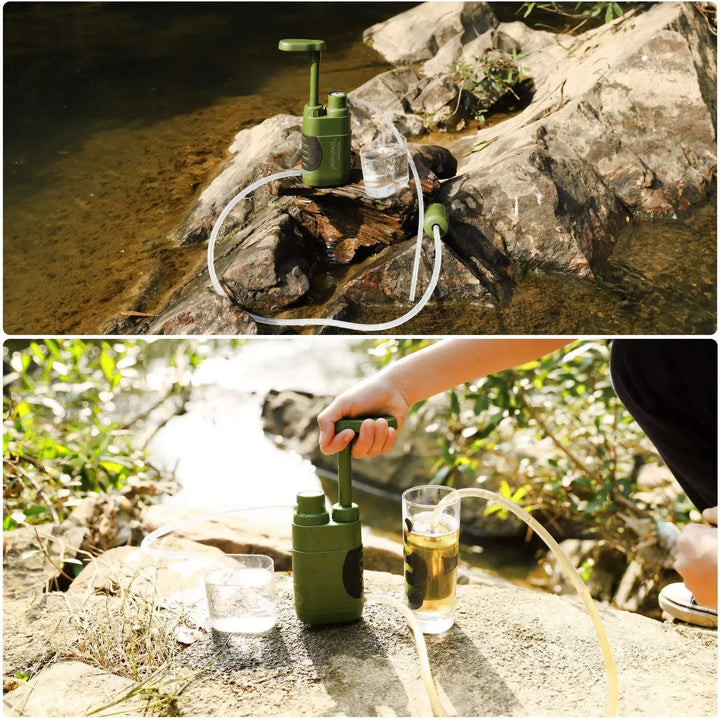 Purewell Pump Water Filter with Replaceable Carbon Pre-filter 0.01 Micron 4 Filter Stages, Portable Outdoor Emergency and Survival Gear - Camping, Hiking, Backpacking Purewell